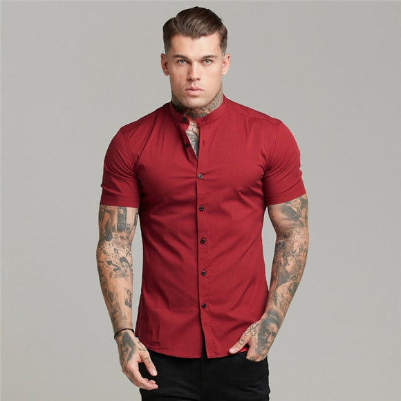 Men Short Sleeve Button-up Shirt