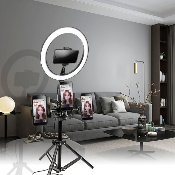 USB Interface Dimmable LED Selfie Ring Light With Tripod Phone Clip