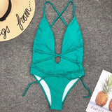 Neon Deep V High Cut Wrap String 1pc Swimsuit