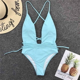 Neon Deep V High Cut Wrap String 1pc Swimsuit