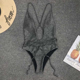 Neon Deep V High Cut Wrap String 1pc Swimsuit