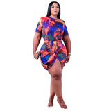 Tie Dye Short Sleeve Irregular Mini Dress-PS