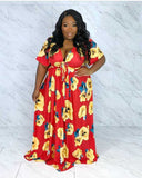 Loose V Neck Short Sleeve Dress-PS