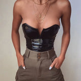Bodycon Leather Bodysuit Top