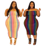 Colorful Stripe Long Dress-PS