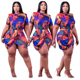 Tie Dye Short Sleeve Irregular Mini Dress-PS