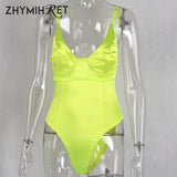 Satin V Neck Backless Spaghetti Strap Bodysuit