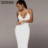 VNeck Bodycon Straight Long Dress