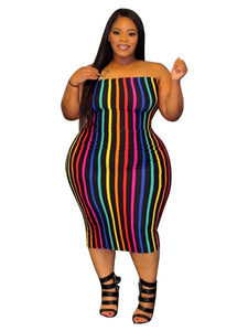 Colorful Stripe Long Dress-PS
