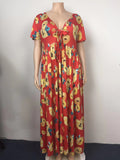 Loose V Neck Short Sleeve Dress-PS