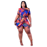 Tie Dye Short Sleeve Irregular Mini Dress-PS