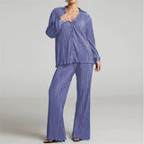 Pleated Long Sleeve top and pants 2pc