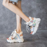 Mixed Color Platform Wedge Sandal