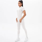 Short Sleeved One-Piece Suit Half Zipper Gym Yoga Set