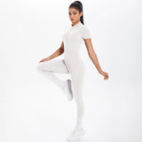 Short Sleeved One-Piece Suit Half Zipper Gym Yoga Set
