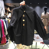 Sharp Corner Collar Loose Long Sleeve Blouse