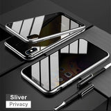 Magnetic Tempered Glass Privacy Metal Case For iphone 14 13 12 XR 11 Pro MAX X 7 8 6 6S Plus 360 Magnet Antispy Protective Cover