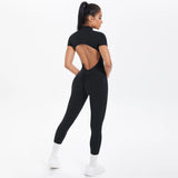 Short Sleeved One-Piece Suit Half Zipper Gym Yoga Set