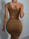 Hollow Out One Shoulder Strap Dress