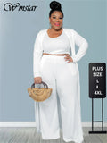 Long Sleeve Cardigan with Crop Top and Pants 3pc- PS