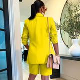 Long Sleeve Blazer and Shorts Set