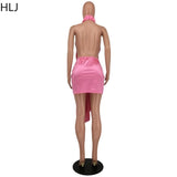 Turtleneck Backless Hollow Sleeveless Ruched Mini Dress-PS