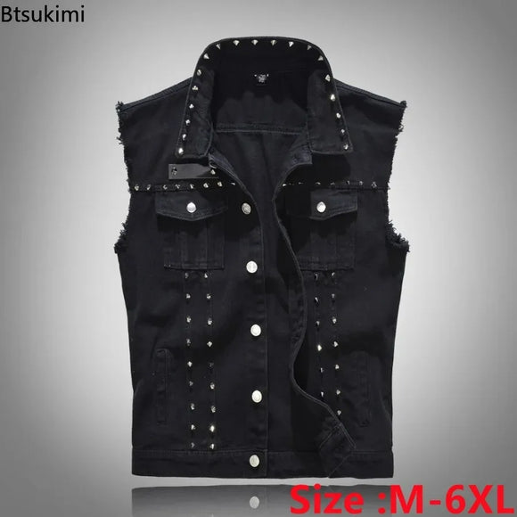 Denim Rivet Sleeveless Jacket