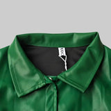 Faux Leather Lapel Dress
