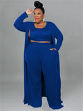 Long Sleeve Cardigan with Crop Top and Pants 3pc- PS