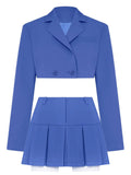 Skirt And Blazer Cropped Top Suit