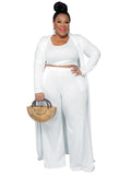 Long Sleeve Cardigan with Crop Top and Pants 3pc- PS