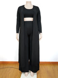 Long Sleeve Cardigan with Crop Top and Pants 3pc- PS
