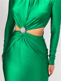 Turtleneck Long Sleeve Hollow Out Sides Dress