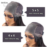 Wiggogo 4X4 5X5 Hd Lace Closure Wig Glueless Wig Human Hair Ready To Wear Pre Cut Straight Human Hair Wigs 40 Inch Hd Lace Wigs