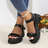 Thick Heel Buckle Solid Color Non-slip Casual Sandal