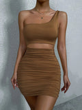Hollow Out One Shoulder Strap Dress