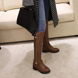 Round Toe Chunky Heel Knee Boots