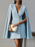 Double-breasted Shawl Cloak Dress