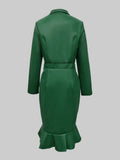 Faux Leather Lapel Dress