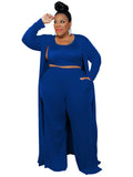 Long Sleeve Cardigan with Crop Top and Pants 3pc- PS