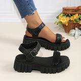 Thick Heel Buckle Solid Color Non-slip Casual Sandal
