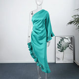 One-shoulder Ruffle Hem Dress