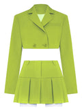 Skirt And Blazer Cropped Top Suit