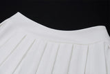 V-neck Vest Mini Pleated Skirt 2pc