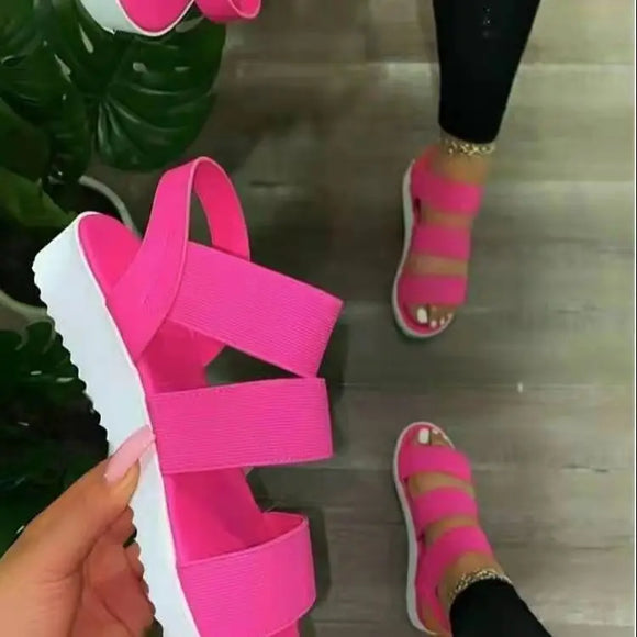 Flat Heel Platform Cross Strap Open Toe Sandal