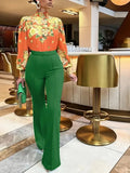 Solid Color Flared Trousers