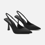 Summer Women Heels Sandals Red Pointed Slingback Sandals Shoes Green Black Purple Kitten Heels Party Prom Ladies Stilettos