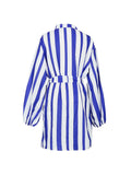 Deep V Neck Striped Long Sleeve T-Shirt Dress- PS