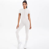 Short Sleeved One-Piece Suit Half Zipper Gym Yoga Set
