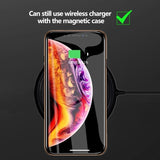 Magnetic Tempered Glass Privacy Metal Case For iphone 14 13 12 XR 11 Pro MAX X 7 8 6 6S- Black
